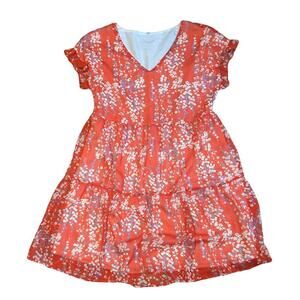 Charming Red and Pink Floral Tiered Dress Size Medium Pre-Loved​